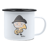 Da Oid Sinzer Musikinstrumente Emaille Tasse 450ml Weiss Schwarz Spitzstein Front